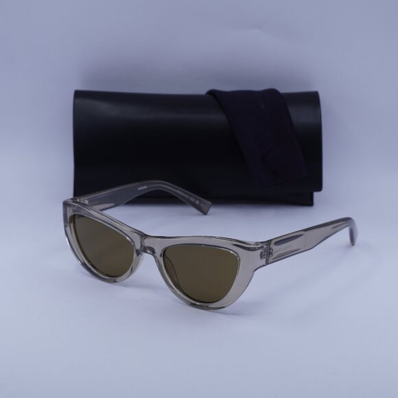 Saint Laurent SL676 005 Sunglasses Transparent Sand Cat Eye Frame, Brown Lenses main image 9